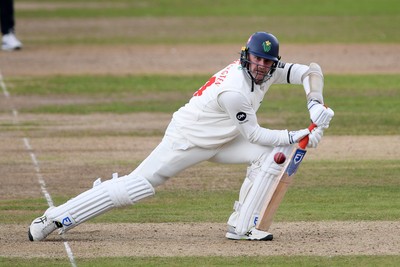 240925 - Glamorgan v Lancashire - Rothesay County Championship - Timm Van Der Gugten of Glamorgan batting