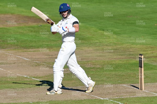240925 - Glamorgan v Lancashire - Rothesay County Championship - Asa Tribe of Glamorgan batting