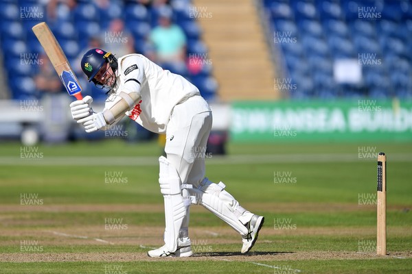 240925 - Glamorgan v Lancashire - Rothesay County Championship - Timm Van Der Gugten of Glamorgan batting