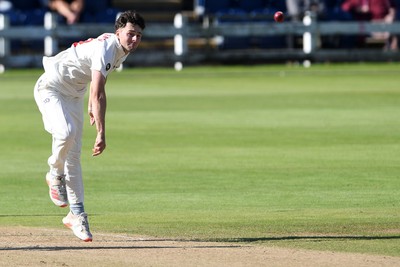 250925 - Glamorgan v Lancashire - Rothesay County Championship - Ned Leonard of Glamorgan bowling