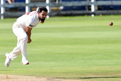 250925 - Glamorgan v Lancashire - Rothesay County Championship - Zain Ul Hassan of Glamorgan bowling