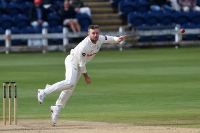 250925 - Glamorgan v Lancashire - Rothesay County Championship - Mason Crane of Glamorgan bowling