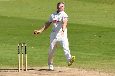 250925 - Glamorgan v Lancashire - Rothesay County Championship - Timm Van Der Gugten of Glamorgan bowling