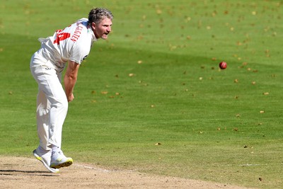 250925 - Glamorgan v Lancashire - Rothesay County Championship - Timm Van Der Gugten of Glamorgan bowling