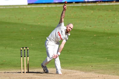 250925 - Glamorgan v Lancashire - Rothesay County Championship - James Harris of Glamorgan bowling