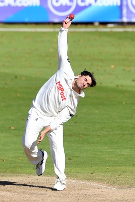 250925 - Glamorgan v Lancashire - Rothesay County Championship - Kiran Carlson of Glamorgan bowling