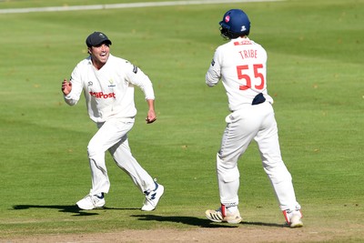 250925 - Glamorgan v Lancashire - Rothesay County Championship - Kiran Carlson and Asa Tribe of Glamorgan