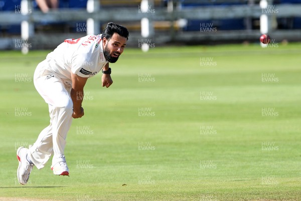 250925 - Glamorgan v Lancashire - Rothesay County Championship - Zain Ul Hassan of Glamorgan bowling