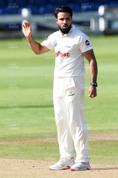 250925 - Glamorgan v Lancashire - Rothesay County Championship - Zain Ul Hassan of Glamorgan bowling