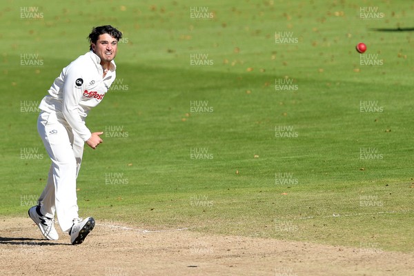 250925 - Glamorgan v Lancashire - Rothesay County Championship - Kiran Carlson of Glamorgan bowling