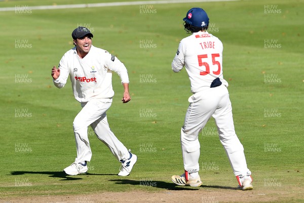 250925 - Glamorgan v Lancashire - Rothesay County Championship - Kiran Carlson and Asa Tribe of Glamorgan