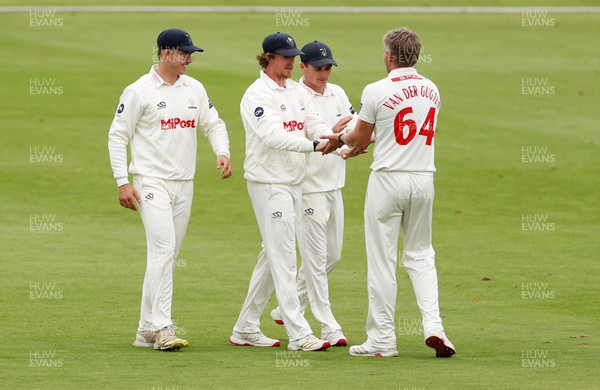 260925 - Glamorgan v Lancashire, Rothesay County Championship - Sam Northeast of Glamorgan celebrates taking the wicket of Luke Wells