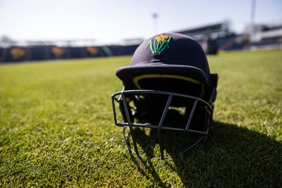 050425 - Glamorgan v Leicestershire - Rothesay County Championship Division 2 - A Glamorgan helmet on the field