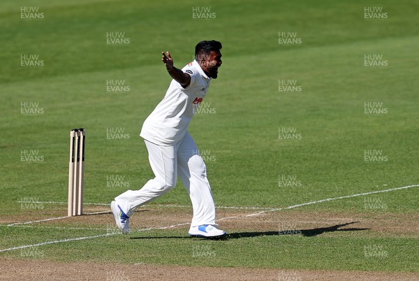 050425 - Glamorgan v Leicestershire - Rothesay County Championship Division 2 - Asitha Fernando of Glamorgan celebrates taking the wicket of Ben Mike of Leicestershire