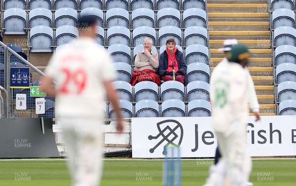 060522 - Glamorgan v Leicestershire - LV= County Championship - Division Two - Wales� First Minister Mark Drakeford watches the game with his wife Claire as the votes from yesterdays local elections are counted across the country