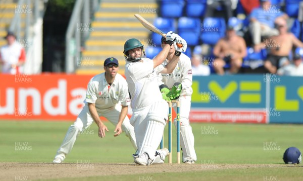 19.09.08 - Glamorgan v Leicestershire - LV County Championship Division Two - Leicestershire's Dillon Du Preez hits a shot off the bowling of Robert Croft. 