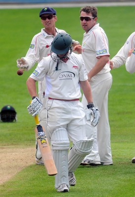 21.07.10. LV= County Championship Cricket, Division 2, Glamorgan v Leicestershire. Leicestershire's Matthew Boyce walks back to the pavilion after being dismissed. (Caught by Mark Wallace from a Robert Croft delivery) 