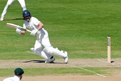 240426 - Glamorgan v Leicestershire - Rothesay County Championship - Kiran Carlson of Glamorgan batting