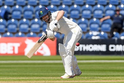 240426 - Glamorgan v Leicestershire - Rothesay County Championship - Sean Dickson of Glamorgan batting