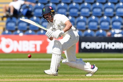 240426 - Glamorgan v Leicestershire - Rothesay County Championship - Kiran Carlson of Glamorgan batting
