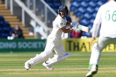 240426 - Glamorgan v Leicestershire - Rothesay County Championship - Kiran Carlson of Glamorgan batting