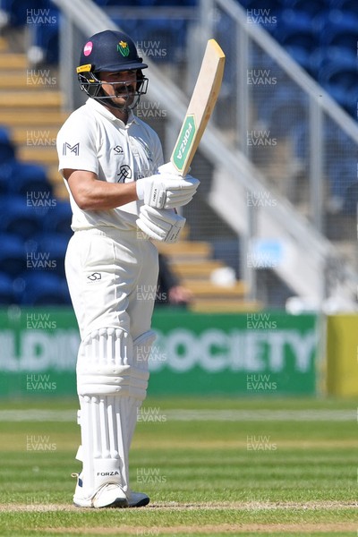 240426 - Glamorgan v Leicestershire - Rothesay County Championship - Kiran Carlson of Glamorgan hits 50