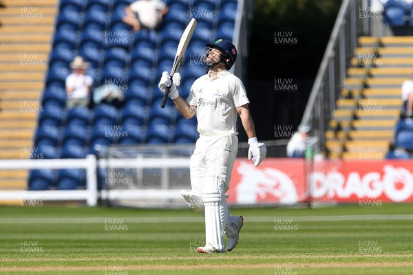 240426 - Glamorgan v Leicestershire - Rothesay County Championship - Sean Dickson of Glamorgan hits 50