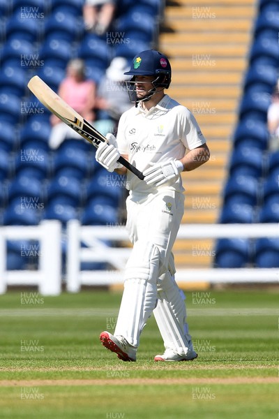 240426 - Glamorgan v Leicestershire - Rothesay County Championship - Sean Dickson of Glamorgan hits 50