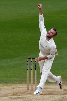 260426 - Glamorgan v Leicestershire - Rothesay County Championship - Mason Crane of Glamorgan bowling