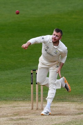 260426 - Glamorgan v Leicestershire - Rothesay County Championship - Mason Crane of Glamorgan bowling