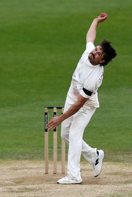260426 - Glamorgan v Leicestershire - Rothesay County Championship - Kiran Carlson of Glamorgan bowling