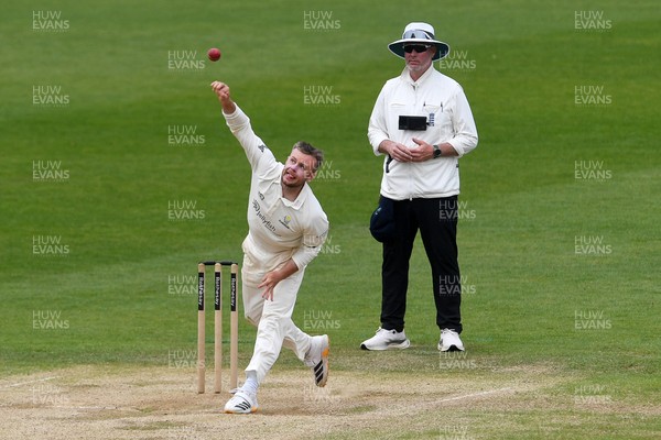 260426 - Glamorgan v Leicestershire - Rothesay County Championship - Mason Crane of Glamorgan bowling