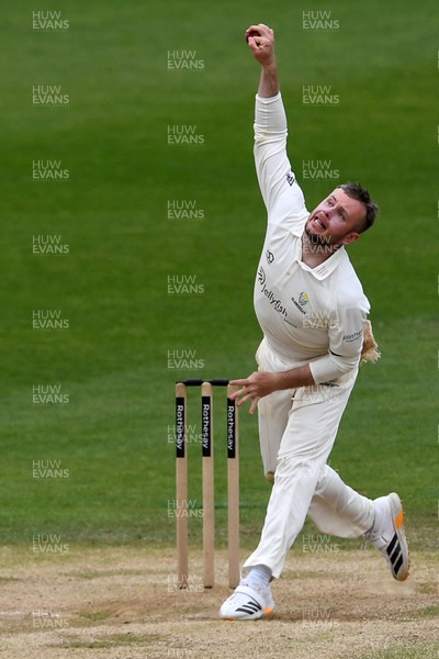 260426 - Glamorgan v Leicestershire - Rothesay County Championship - Mason Crane of Glamorgan bowling
