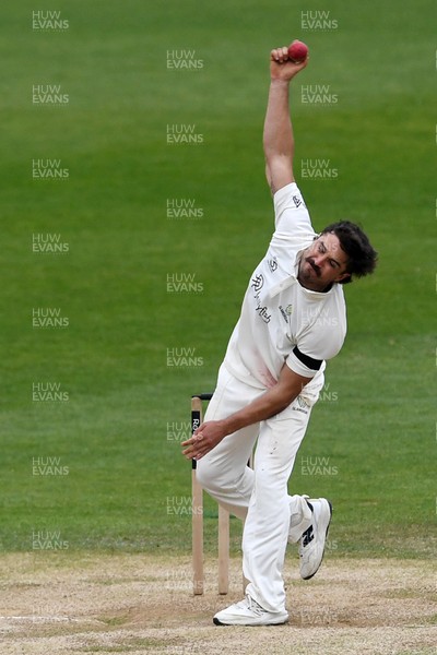 260426 - Glamorgan v Leicestershire - Rothesay County Championship - Kiran Carlson of Glamorgan bowling