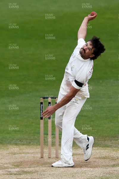 260426 - Glamorgan v Leicestershire - Rothesay County Championship - Kiran Carlson of Glamorgan bowling
