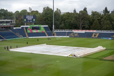 260825 - Glamorgan v Leicestershire - Metro Bank One Day Cup - Heavy showers and the covers are on