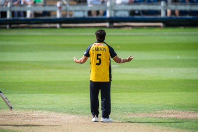 260825 - Glamorgan v Leicestershire - Metro Bank One Day Cup - Kiran Carlson of Glamorgan CCC