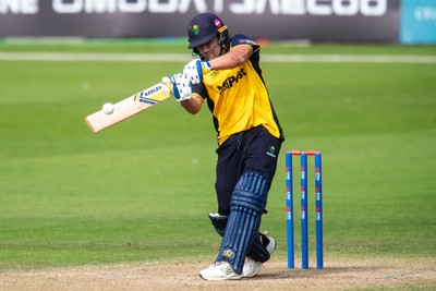 260825 - Glamorgan v Leicestershire - Metro Bank One Day Cup -  Kiran Carlson of Glamorgan CCC