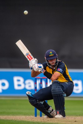 260825 - Glamorgan v Leicestershire - Metro Bank One Day Cup - Will Smale of Glamorgan CCC evades a bouncer