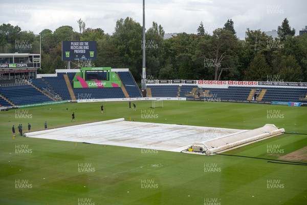 260825 - Glamorgan v Leicestershire - Metro Bank One Day Cup - Heavy showers and the covers are on