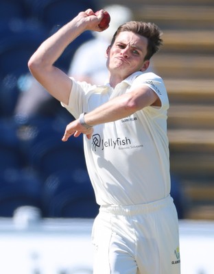 270426 - Glamorgan v Leicestershire, Rothesay County Championship Division 1 - Andy Gorvin of Glamorgan reacts as he fails to appeal for the wicket of Ajaz Patel of Leicestershire