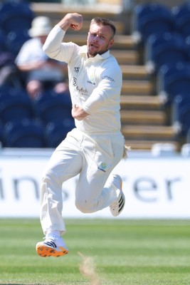 270426 - Glamorgan v Leicestershire, Rothesay County Championship Division 1 - Mason Crane of Glamorgan bowls