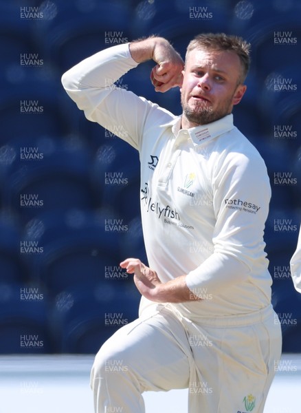 270426 - Glamorgan v Leicestershire, Rothesay County Championship Division 1 - Mason Crane of Glamorgan bowls