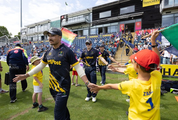 020723 - Glamorgan v Middlesex, Vitality Blast - The guard of honour welcomes the Glamorgan team to the pitch