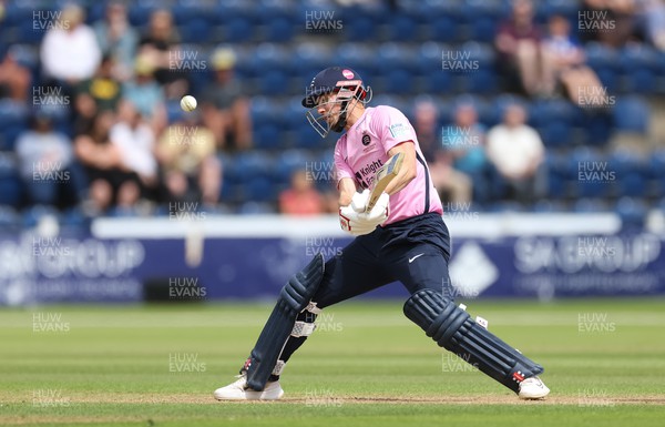 020723 - Glamorgan v Middlesex, Vitality Blast - John Simpson of Middlesex is given out lbw off the bowling of Andrew Gorvin of Glamorgan