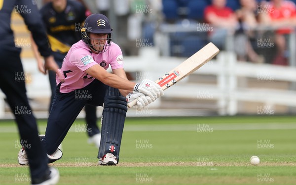 020723 - Glamorgan v Middlesex, Vitality Blast - Josh de Caires of Middlesex plays a shot