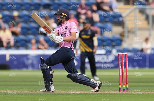020723 - Glamorgan v Middlesex, Vitality Blast - Josh de Caires of Middlesex plays a shot
