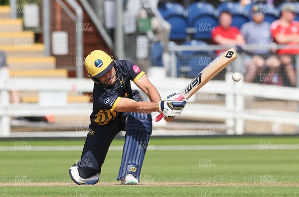 020723 - Glamorgan v Middlesex, Vitality Blast - Kiran Carlson of Glamorgan plays a shot on his way to his 50, the fastest ever for Glamorgan in a T20 match