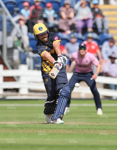 020723 - Glamorgan v Middlesex, Vitality Blast - Kiran Carlson of Glamorgan plays a shot on his way to his 50, the fastest ever for Glamorgan in a T20 match