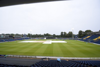 120724 - Glamorgan v Middlesex - T20, Vitality Blast - The rain pours at Sofia Gardens delaying the start of the match